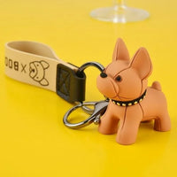 Bulldog Cartoon Dog Keychain in Brown aluminum alloy