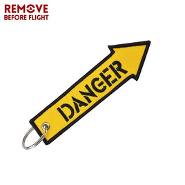 Yellow Danger Arrow embroidered keychain