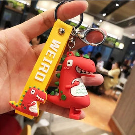 Cartoon Dinosaur Keychain in Red rigid rubber