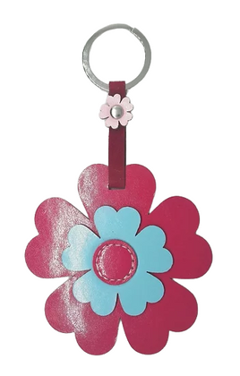 Flower keychain in faux leather