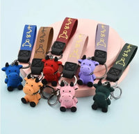 Cartoon Cow Keychain in Red aluminum alloy