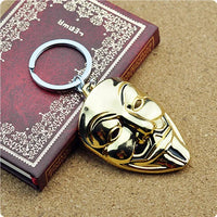 Enameled metal keychain with Anonymous V mask for Vendetta