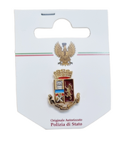 Spilla pulce in metallo smaltato stemma araldico Polizia di Stato