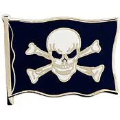 Spilla in metallo smaltato bandiera Pirata Jolly Rogers