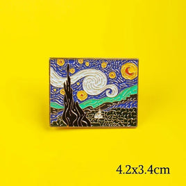 Spilla in metallo smaltato Notte Stellata Van Gogh