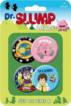 Set 4 spille button bagde Dr. Slump & Arale