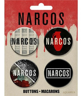 Set 4 spille button bagde Narcos