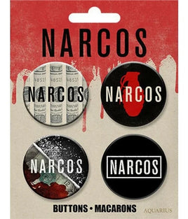 Set of 4 Narcos button bagde pins