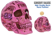 Sparschwein Totenkopf Calaveras Tattoo Spardose Pink